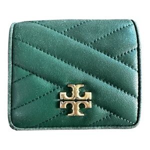 Tory Burch Kira Chevron Bi-Fold Wallet in Arugula & Rolled Brass